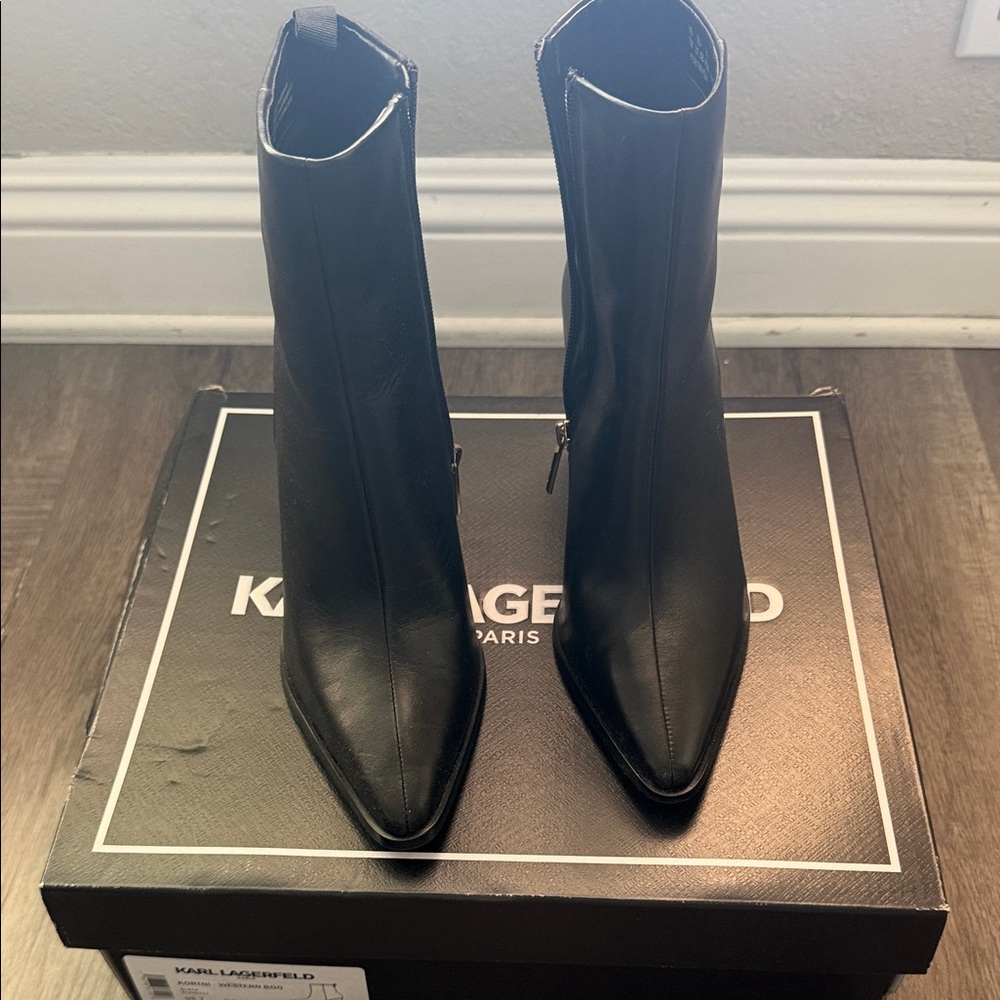 Karl Lagerfeld Sleek Black Ankle Booties